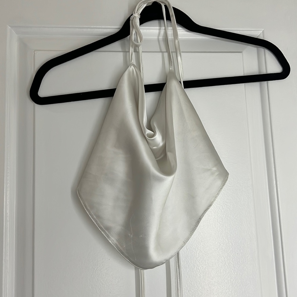 White satin tie top